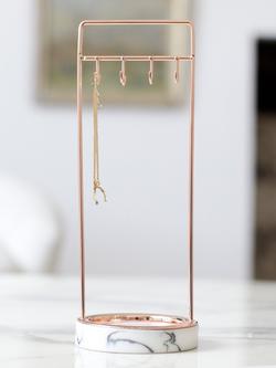 Stackers 8-Hook Jewellery Stand with Marble Effect Base, Rose Gold - view 2, Rose Gold
