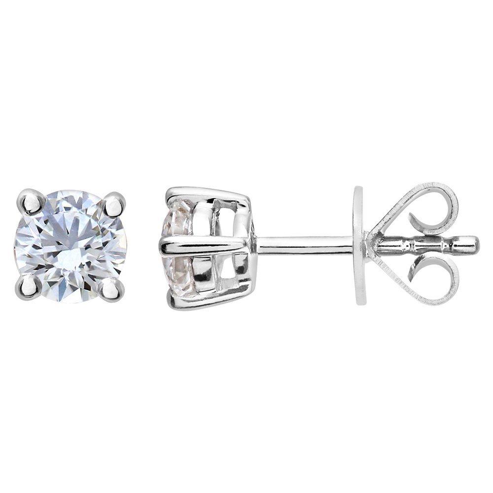 Product image 2 of 5, which shows Mogul 18ct White Gold Brilliant Cut Diamond Solitaire Stud Earrings and Pendant Necklace Jewellery Set, 1.00ct