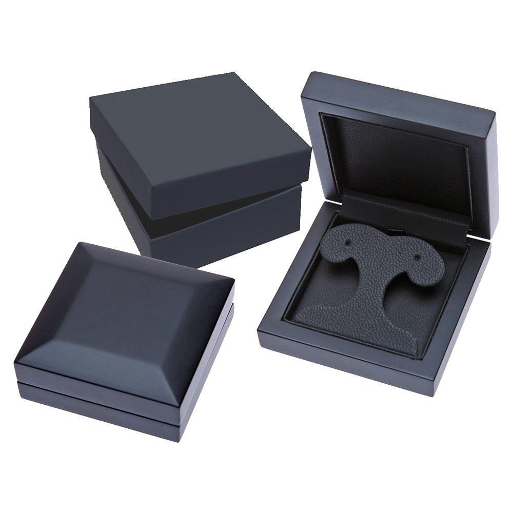 Product image 5 of 5, which shows Mogul 18ct White Gold Princess Cut Diamond Solitaire Stud Earrings and Pendant Necklace Jewellery Set, 0.66ct