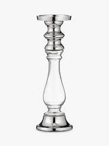 John Lewis Glass And Aluminium Pillar Candle Holder, 30cm