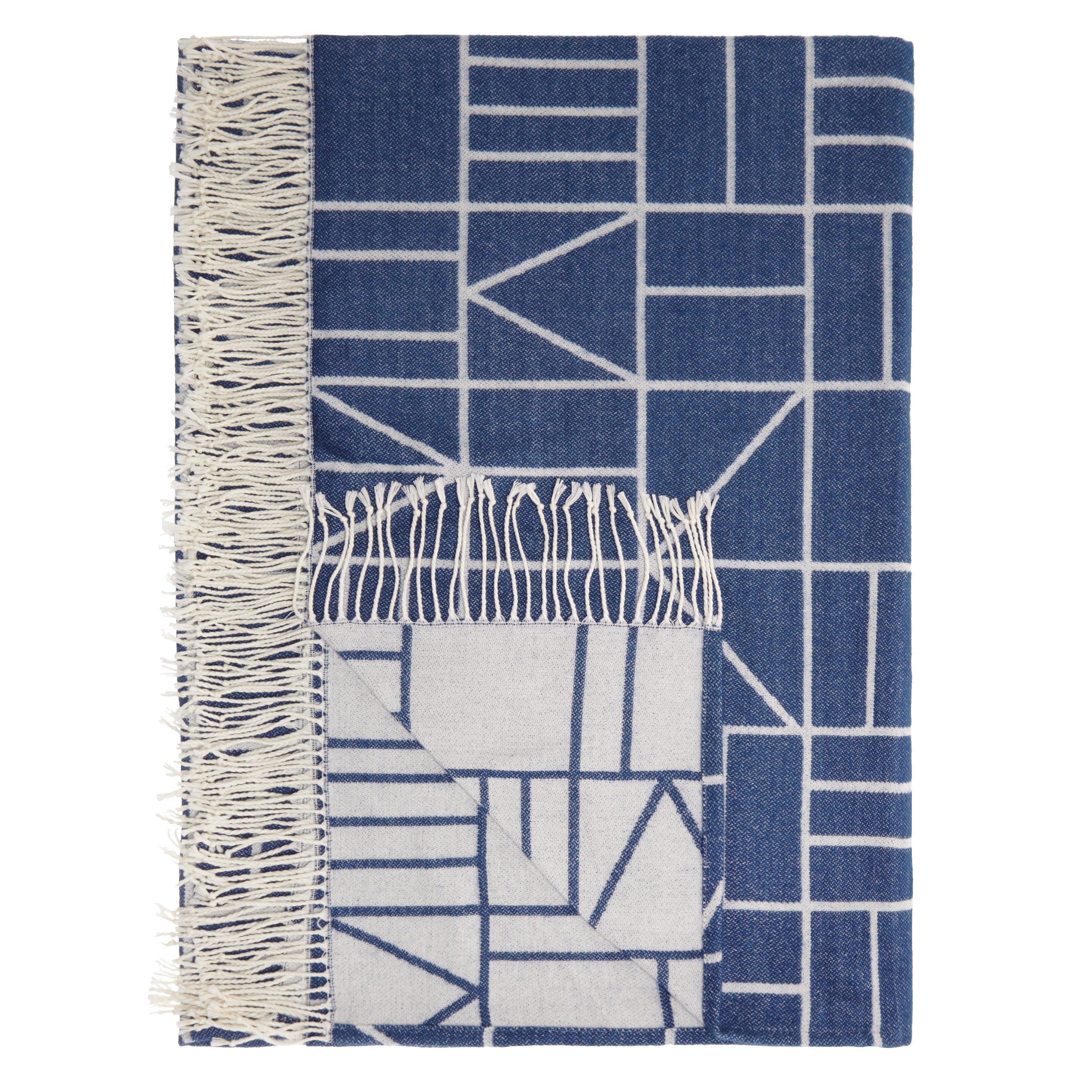 House by John Lewis Court Throw, Navy