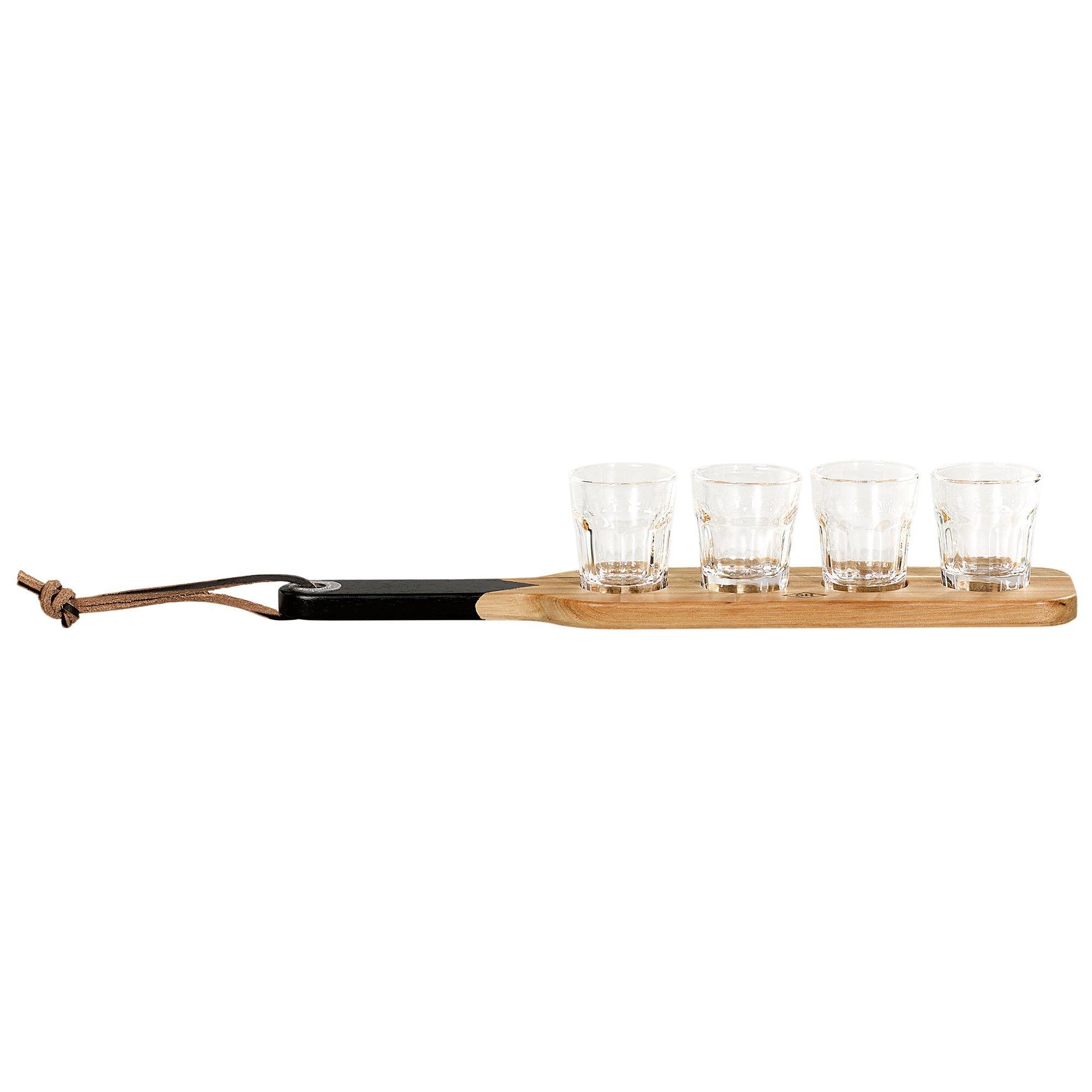 Gentlemen's Hardware Wood Paddle Board and 4 Shot Glasses