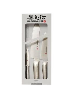 GLOBAL Ni Stainless Steel Knife Set, 3 Piece - view 2, Metallic