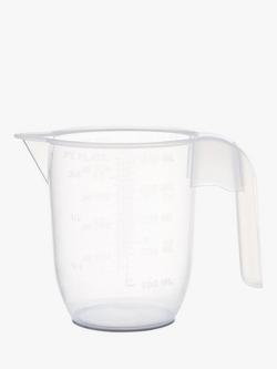 John Lewis Plastic Measuring Jug, 500ml, Clear/Grey