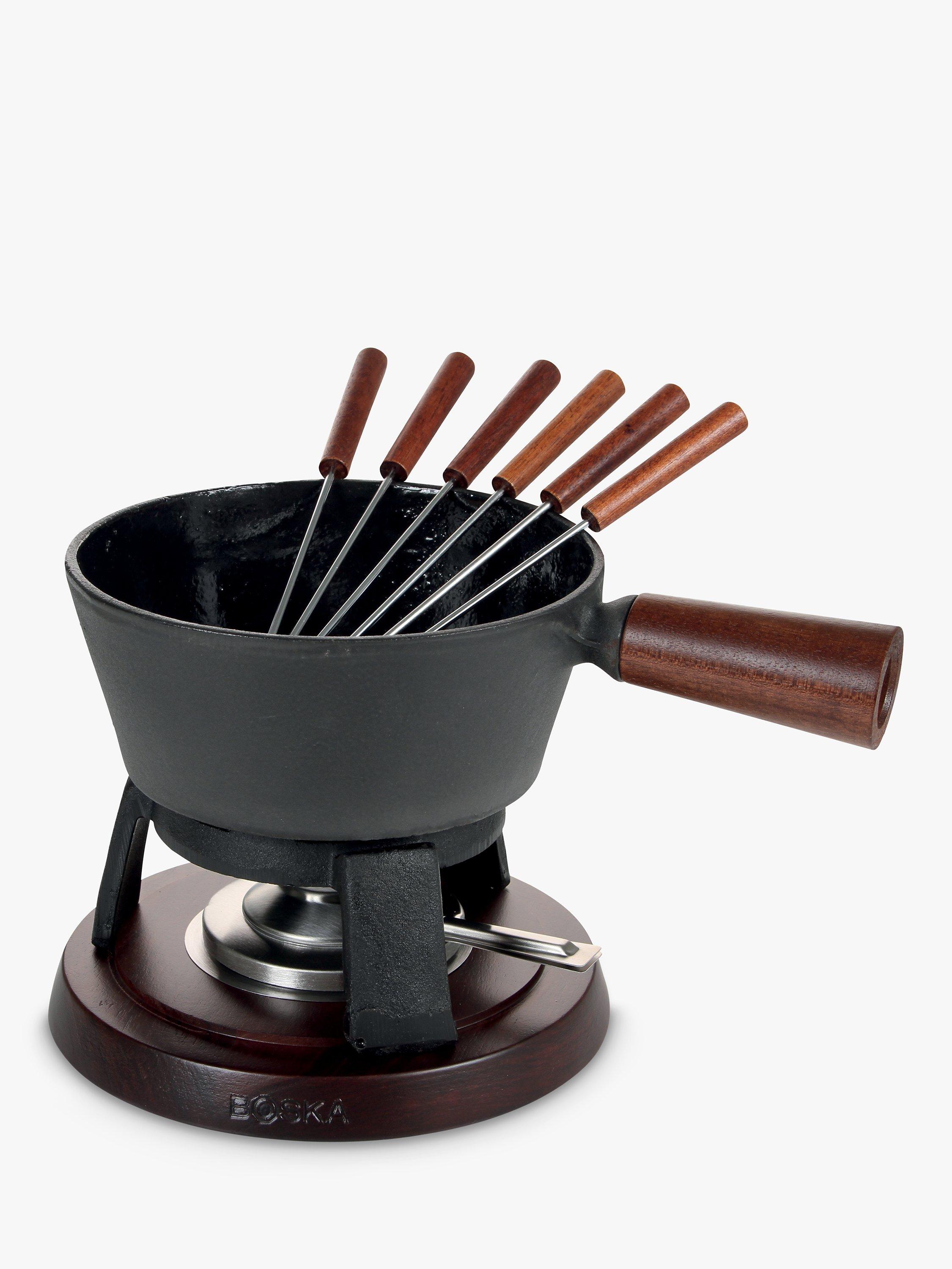 Boska Cast Iron Fondue Set Pro with Wood Handles, 1L