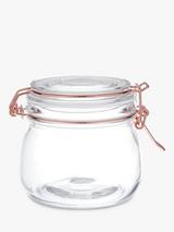 John Lewis ANYDAY Copper Wire Clip Top Airtight Glass Storage Jar, 500ml
