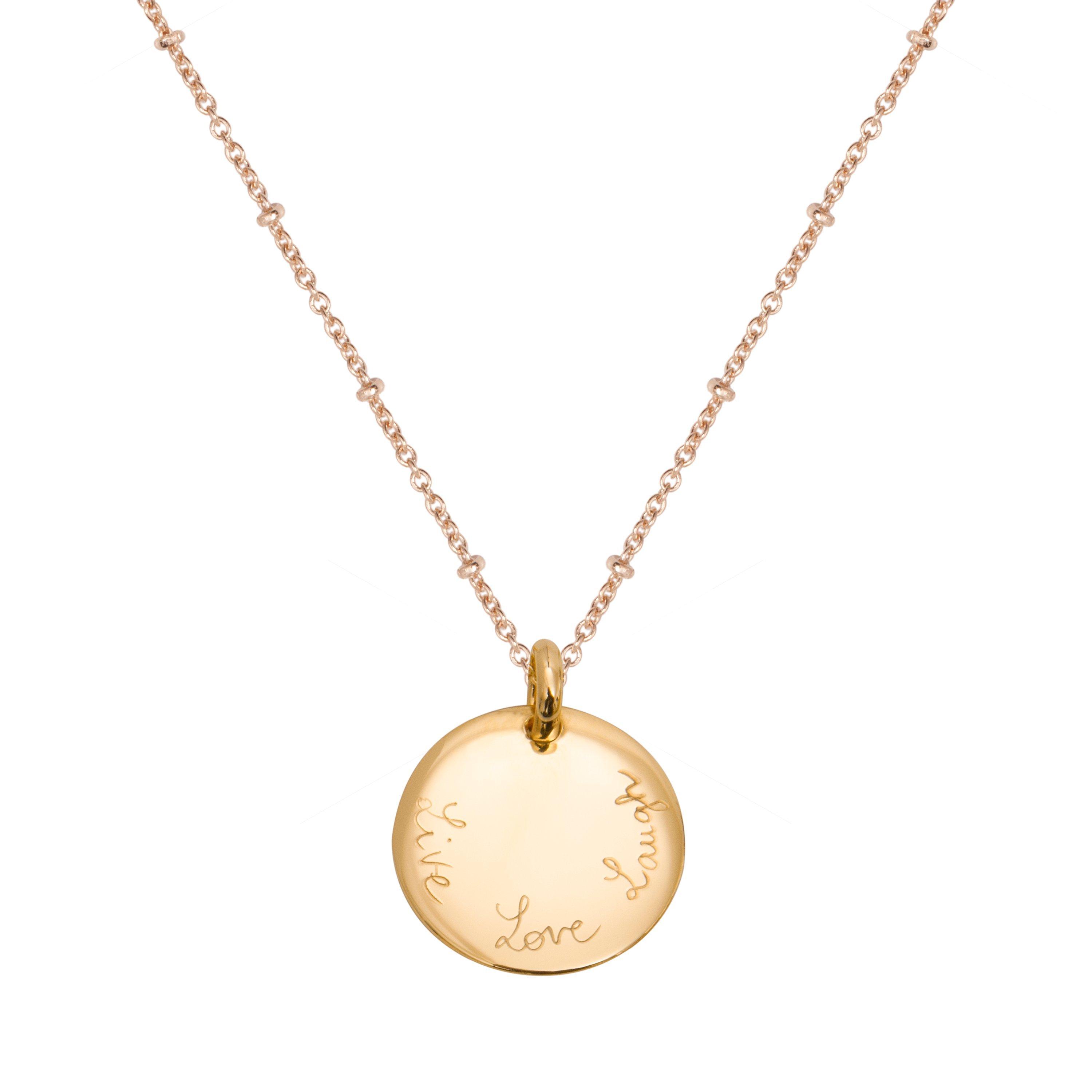Merci Maman Personalised Edge Charm Pendant Necklace, Gold