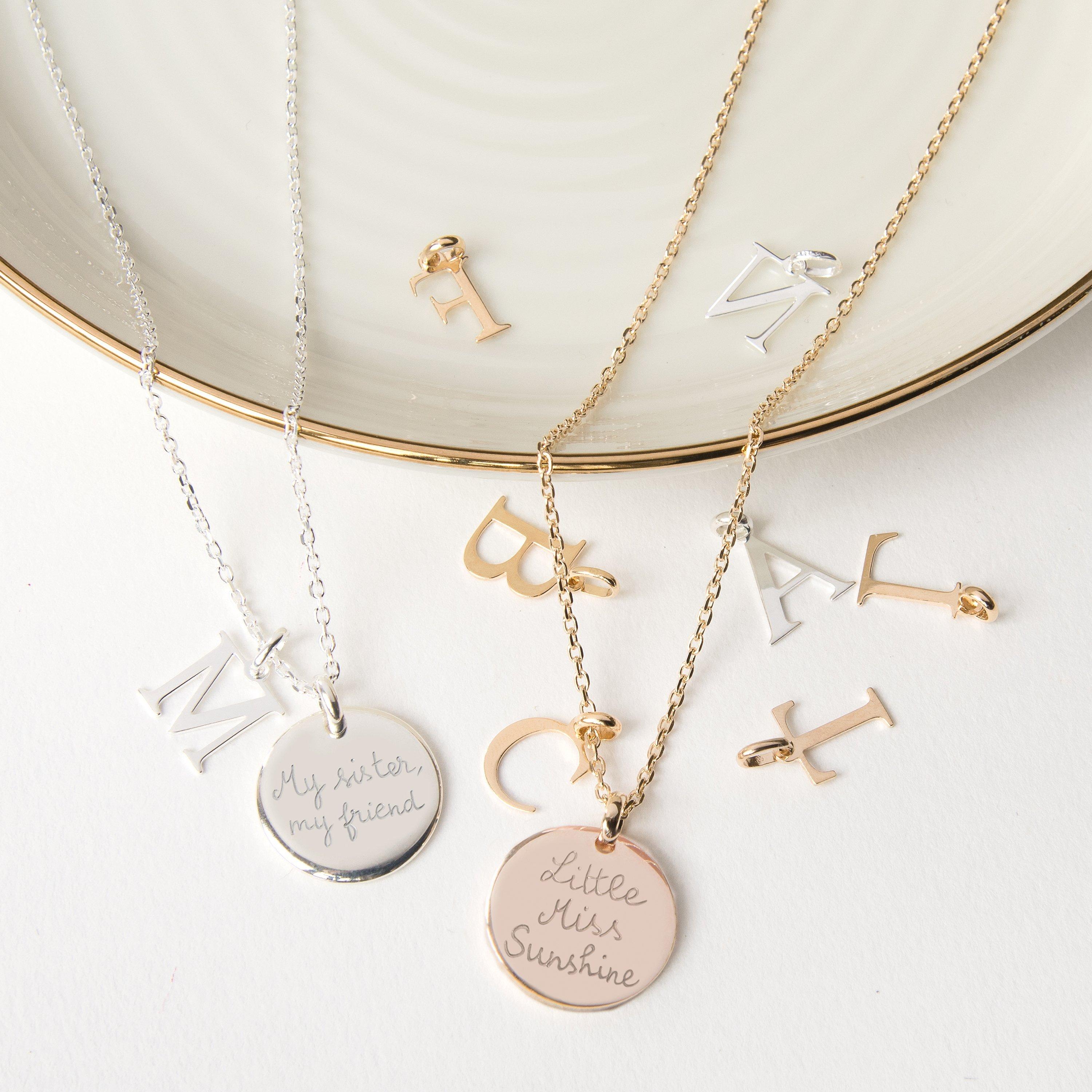 Merci Maman Personalised Alphabet Pendant Necklace, Gold