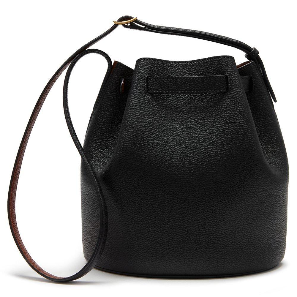 Mulberry Abbey Small Classic Grain Leather Bucket Bag Black Oak