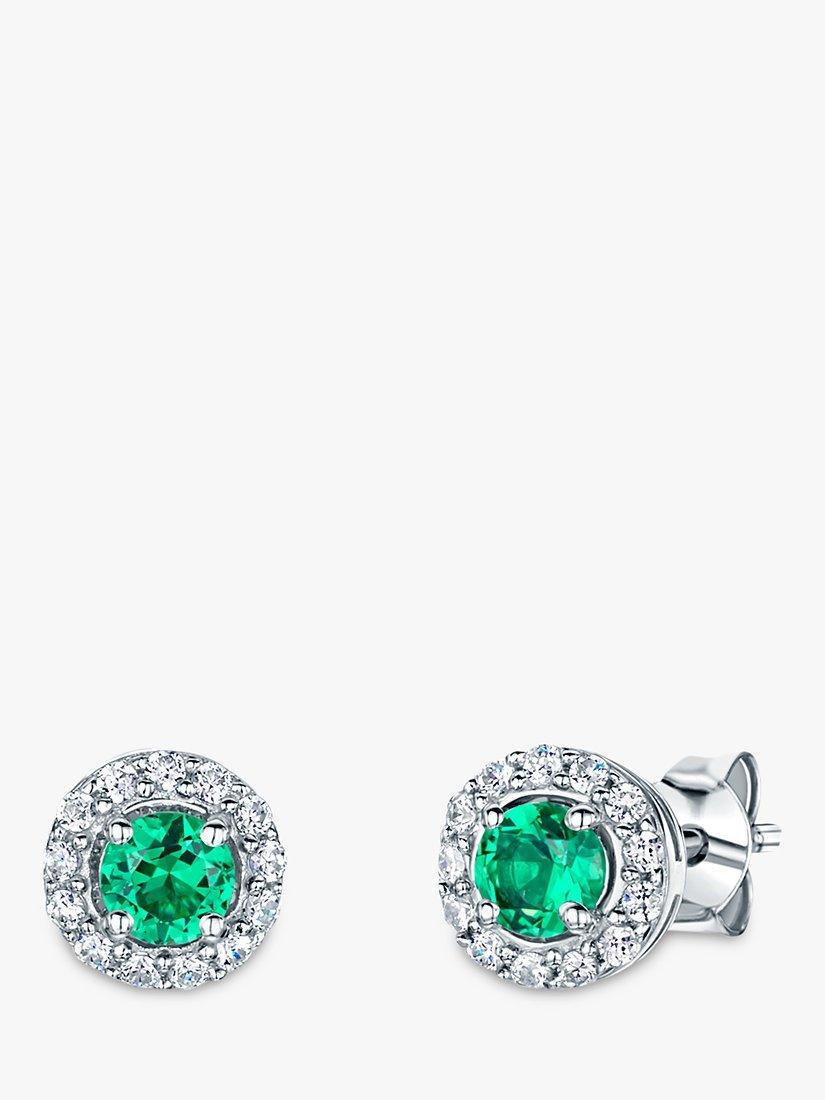Jools by Jenny Brown Pavé Surround Round Cubic Zirconia Stud Earrings, Green
