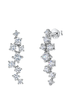 Jools by Jenny Brown Cubic Zirconia Meandered Drop Earrings, Silver, Silver