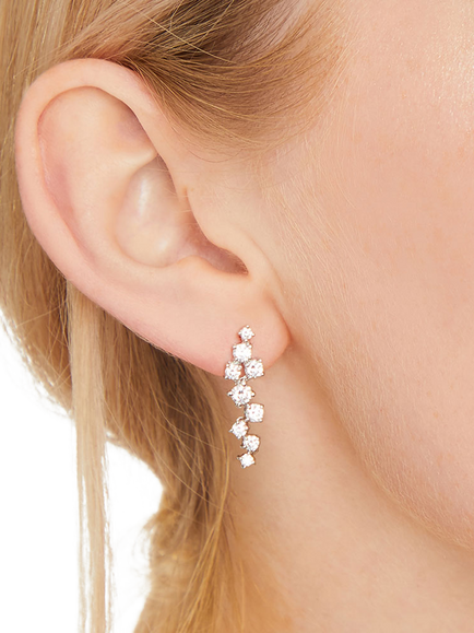 Jools by Jenny Brown Cubic Zirconia Meandered Drop Earrings, Silver - view 2, Silver