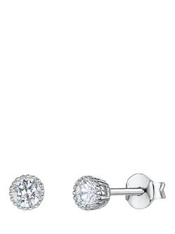 Jools by Jenny Brown Cubic Zirconia Round Stud Earrings, Silver/Clear, Silver