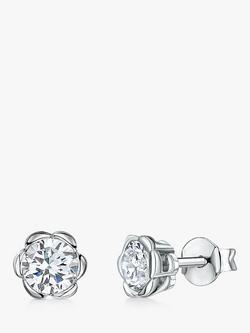 Jools by Jenny Brown Cubic Zirconia Scalloped Stud Earrings, Silver, Silver