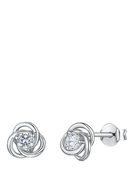 Jools by Jenny Brown Cubic Zirconia Venn Circle Stud Earrings, Silver