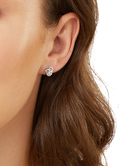 Jools by Jenny Brown Cubic Zirconia Venn Circle Stud Earrings - view 2, Silver