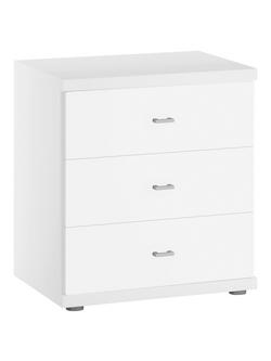 John Lewis Elstra 3 Drawer Bedside Table, Off White