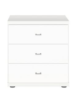 John Lewis Elstra 3 Drawer Bedside Table - view 2, Off White