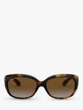 Ray-Ban RB4101 Polarised Jackie Ohh Rectangular Sunglasses, Tortoise/Brown Gradient