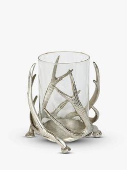 Culinary Concepts Stag Antler Hurricane Lamp, Silver, Silver