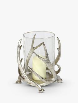 Culinary Concepts Stag Antler Hurricane Lamp, Silver - view 2, Silver