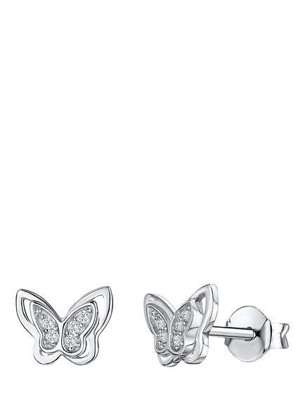 Jools by Jenny Brown Cubic Zirconia Butterfly Stud Earrings, Silver, Silver