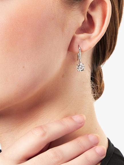 Jools by Jenny Brown Cubic Zirconia Hinged Hook Earrings, Silver - view 2, Silver