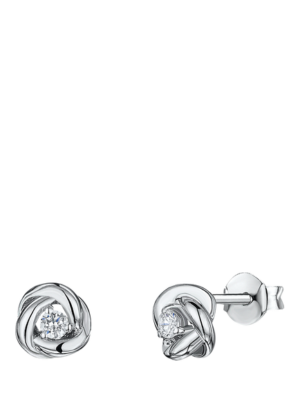 Jools by Jenny Brown Cubic Zirconia Cross Link Stud Earrings, Silver, Silver
