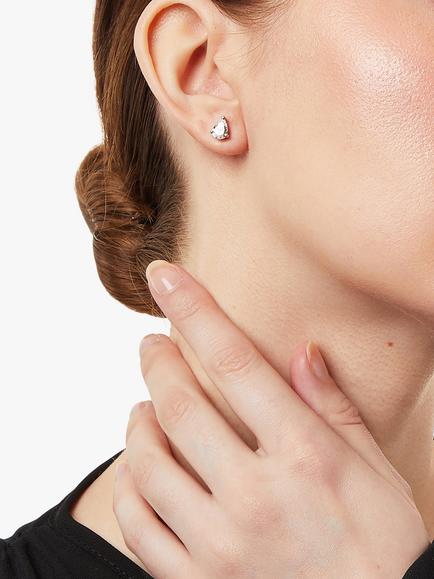 Jools by Jenny Brown Cubic Zirconia Tear Drop Stud Earrings, Silver - view 2, Silver