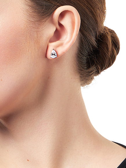 Jools by Jenny Brown Sterling Silver Cubic Zirconia Stud Earrings, Silver - view 2, Silver
