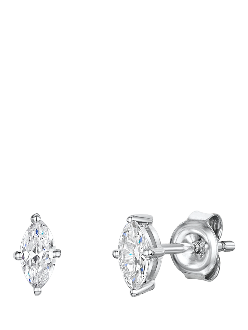 Product image 1 of 1, which shows Jools by Jenny Brown Cubic Zirconia Oval Stud Earrings, Silver