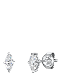 Jools by Jenny Brown Cubic Zirconia Oval Stud Earrings, Silver, Silver