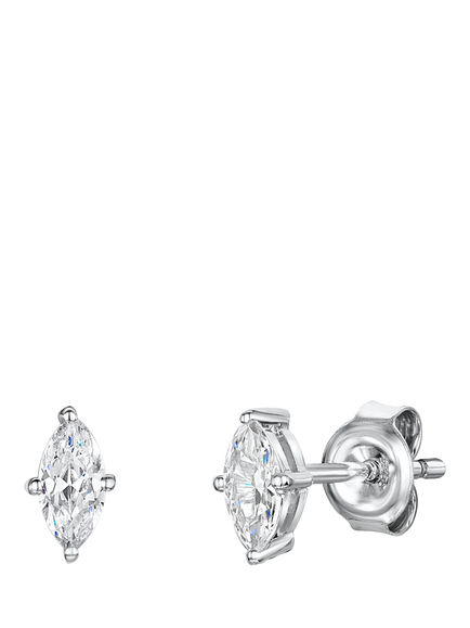Jools by Jenny Brown Cubic Zirconia Oval Stud Earrings, Silver, Silver