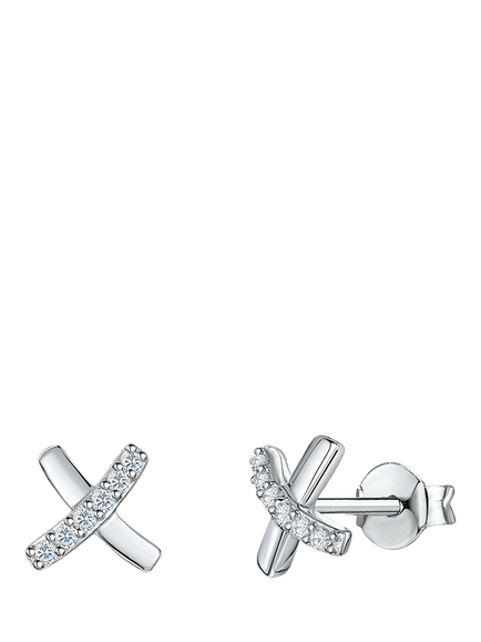 Jools by Jenny Brown Cubic Zirconia Cross Stud Earrings, Silver