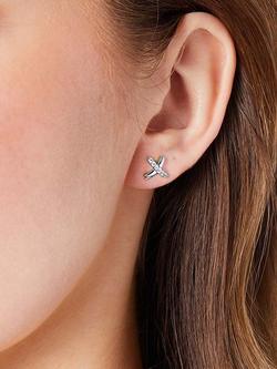 Jools by Jenny Brown Cubic Zirconia Cross Stud Earrings - view 2, Silver