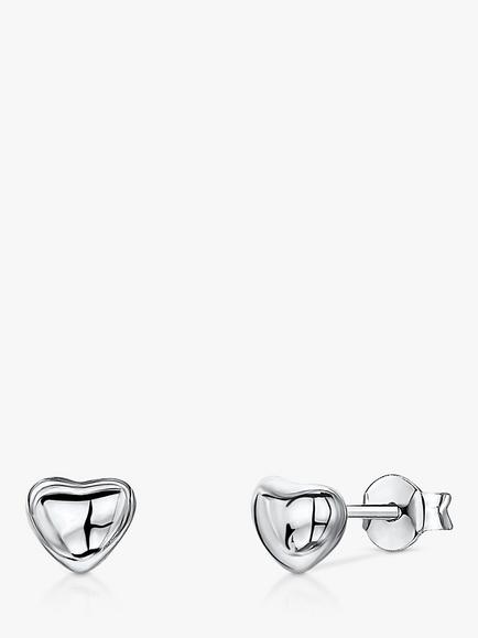 Jools by Jenny Brown Bubbly Heart Stud Earrings, Silver