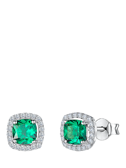 Jools by Jenny Brown Cubic Zirconia Cushion Stud Earrings, Clear/Green