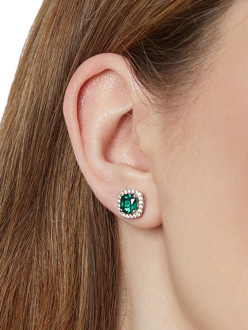 Product image 3 of 4, which shows Jools by Jenny Brown Cubic Zirconia Cushion Stud Earrings, Clear/Green