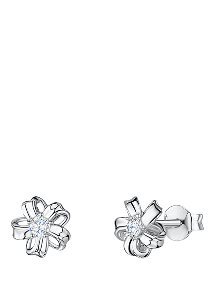 Jools by Jenny Brown Cubic Zirconia Flower Stud Earrings, Silver, Silver