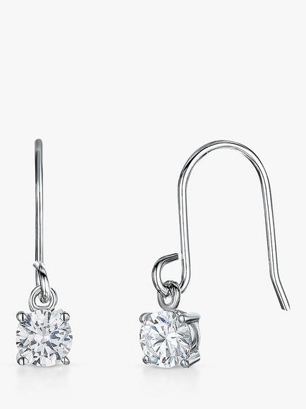 Jools by Jenny Brown Cubic Zirconia Single Drop Earrings, Silver, Silver