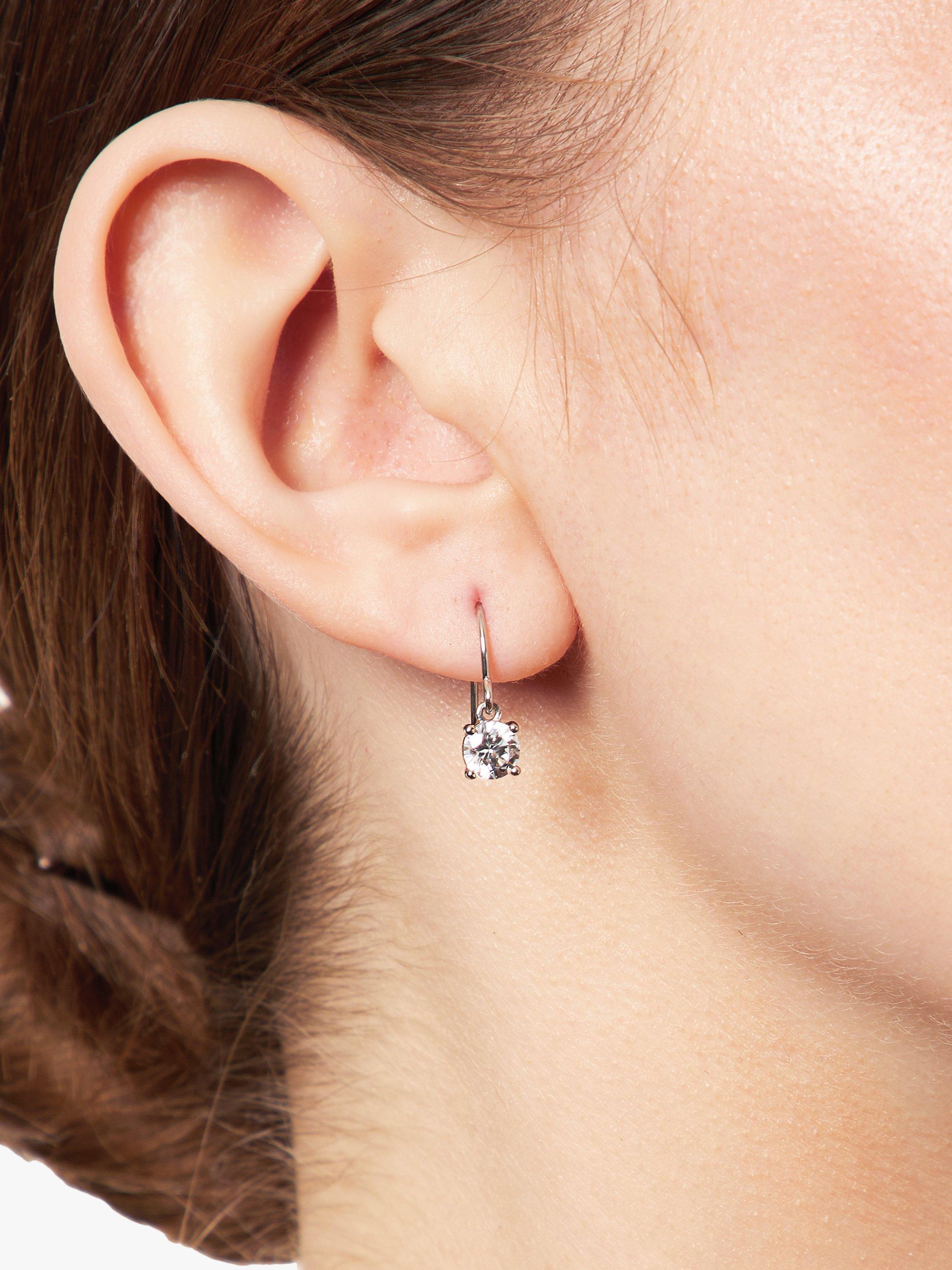 Product image 3 of 4, which shows Jools by Jenny Brown Cubic Zirconia Single Drop Earrings, Silver