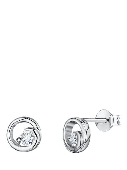 Jools by Jenny Brown Cubic Zirconia Swirl Round Stud Earrings, Silver, Silver