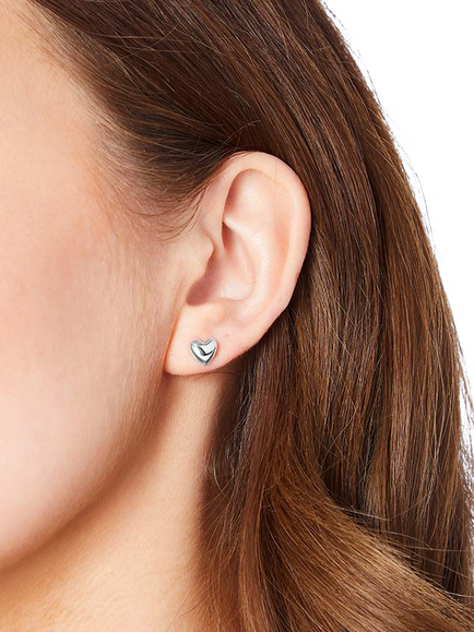 Jools by Jenny Brown Polished Heart Stud Earrings - view 2, Silver