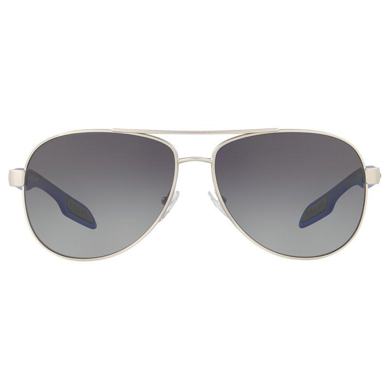Prada Linea Rossa PS 53PS Men s Polarised Aviator Sunglasses Silver Grey Gradient