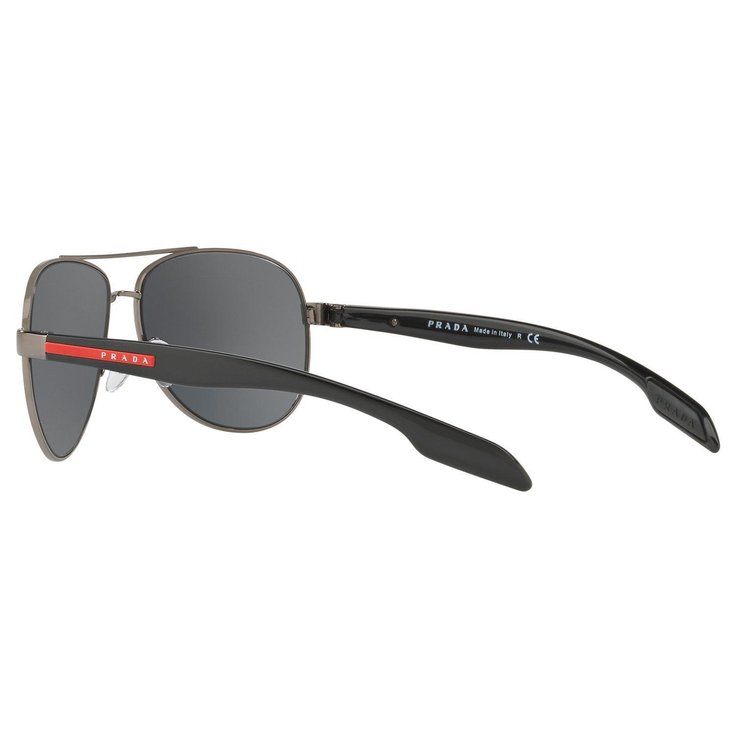 Prada Linea Rossa PS 53PS Aviator Sunglasses Black Mirror Grey