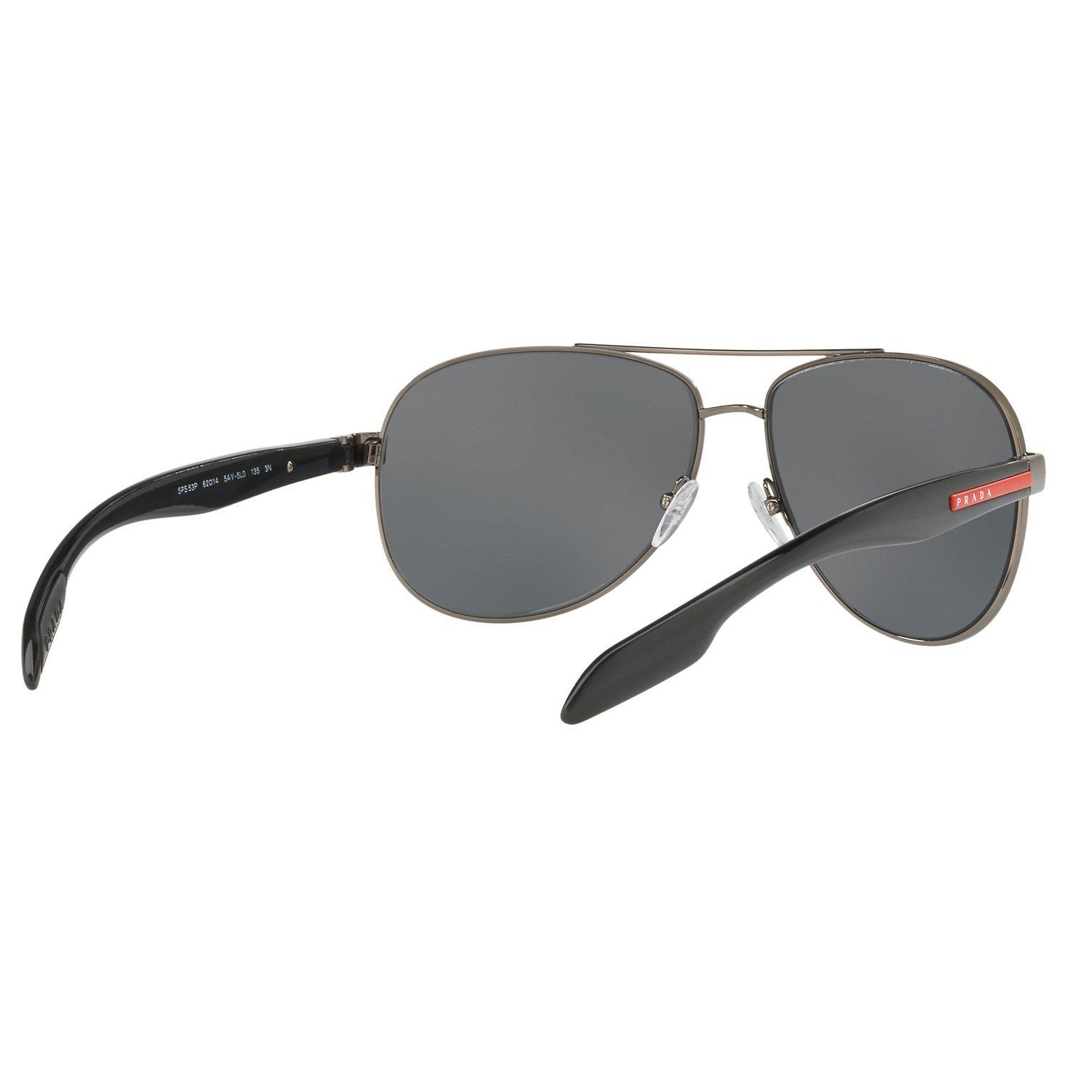 Prada Linea Rossa PS 53PS Aviator Sunglasses Black Mirror Grey
