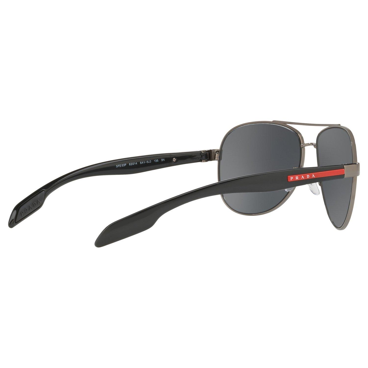 Prada Linea Rossa PS 53PS Aviator Sunglasses Black Mirror Grey