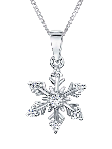 Jools by Jenny Brown Cubic Zirconia Glistening Snowflake Necklace, Silver