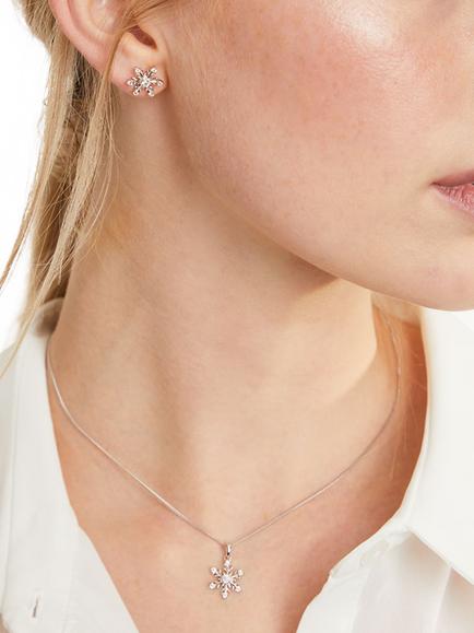 Jools by Jenny Brown Cubic Zirconia Glistening Snowflake Necklace - view 2, Silver