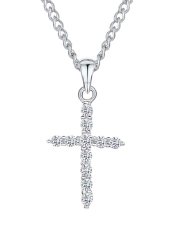 Jools by Jenny Brown Cubic Zirconia Cross Necklace, Silver